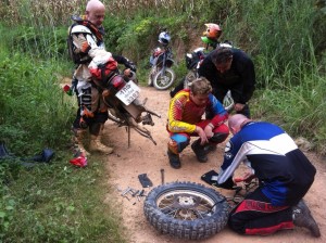 road side maintenance  - off-road motorcycle Enduro Tours Chiang Mai Thailand
